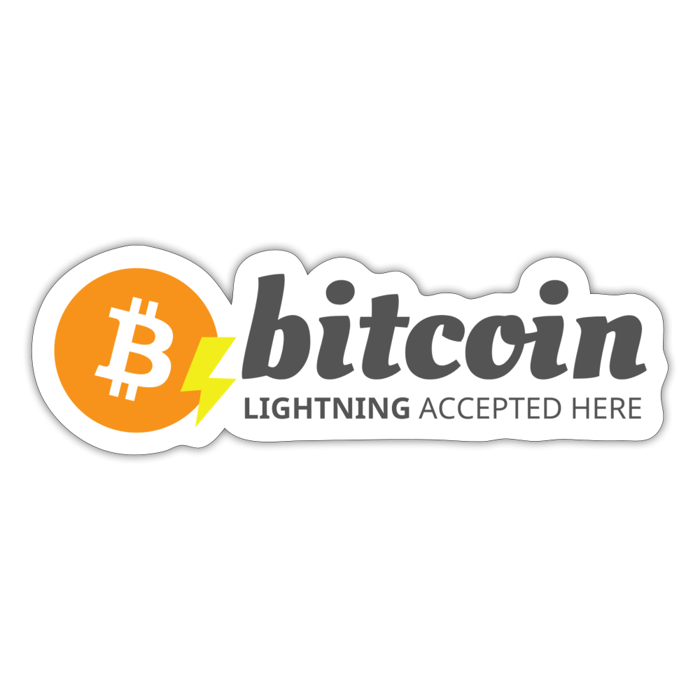 Bitcoin Lightning Accepted Here 8 Sticker - white matte