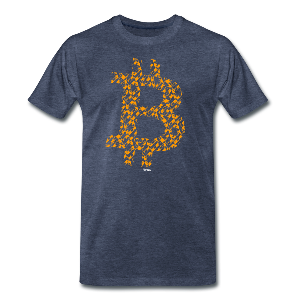 B (Orange Pills) Bitcoin T-Shirt - heather blue