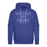 Load image into Gallery viewer, Satoshi Is Female Bitcoin Hoodie Sweatshirt - royal blue
