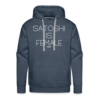 Load image into Gallery viewer, Satoshi Is Female Bitcoin Hoodie Sweatshirt - heather denim
