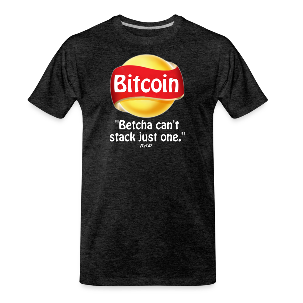 Bitcoin Betcha Can't Stack Just One T-Shirt - charcoal grey