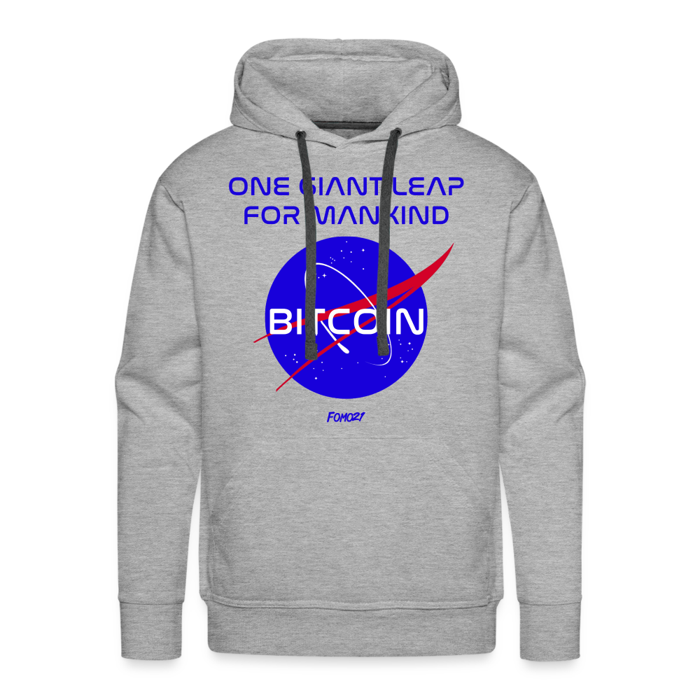 One Giant Leap For Mankind Bitcoin Hoodie Sweatshirt - heather grey