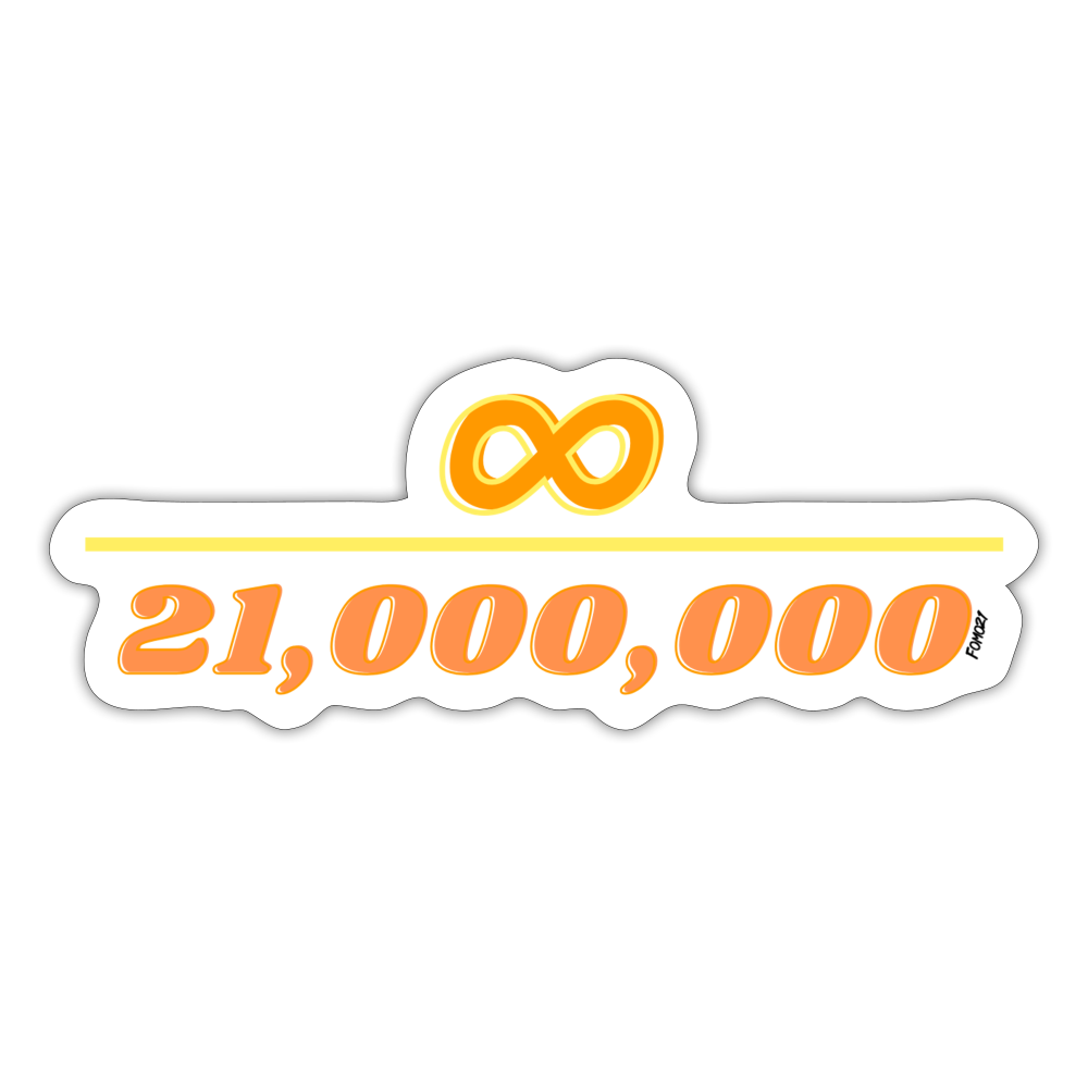 Infinity Divided By 21 Million Bitcoin Sticker - white matte