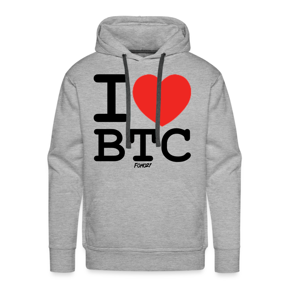 I Heart BTC Bitcoin Hoodie Sweatshirt - heather grey