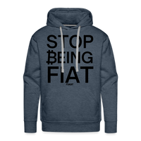 Load image into Gallery viewer, Stop Being Fiat Bitcoin Hoodie Sweatshirt - heather denim
