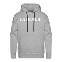 Load image into Gallery viewer, Just HODL It (White Lettering) Bitcoin Hoodie Sweatshirt - heather grey
