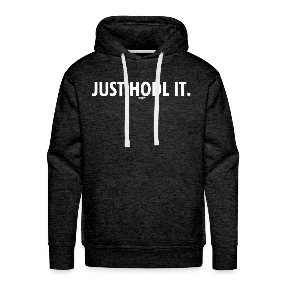 Just HODL It (White Lettering) Bitcoin Hoodie Sweatshirt - charcoal grey