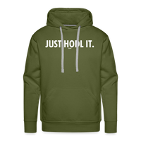 Load image into Gallery viewer, Just HODL It (White Lettering) Bitcoin Hoodie Sweatshirt - olive green
