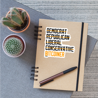 Load image into Gallery viewer, Democrat Republican Conservative Liberal Bitcoiner (Black Lettering) Bitcoin Sticker - white matte
