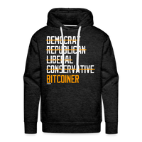 Load image into Gallery viewer, Democrat Republican Conservative Liberal Bitcoiner (White Lettering) Bitcoin Hoodie Sweatshirt - charcoal grey
