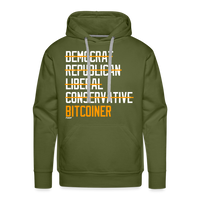 Load image into Gallery viewer, Democrat Republican Conservative Liberal Bitcoiner (White Lettering) Bitcoin Hoodie Sweatshirt - olive green
