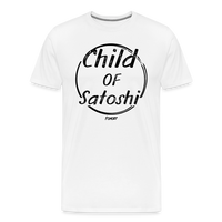 Load image into Gallery viewer, Child Of Satoshi (Black Lettering) Bitcoin T-Shirt - white
