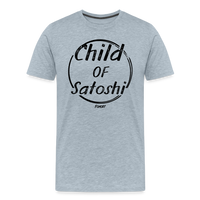 Load image into Gallery viewer, Child Of Satoshi (Black Lettering) Bitcoin T-Shirt - heather ice blue
