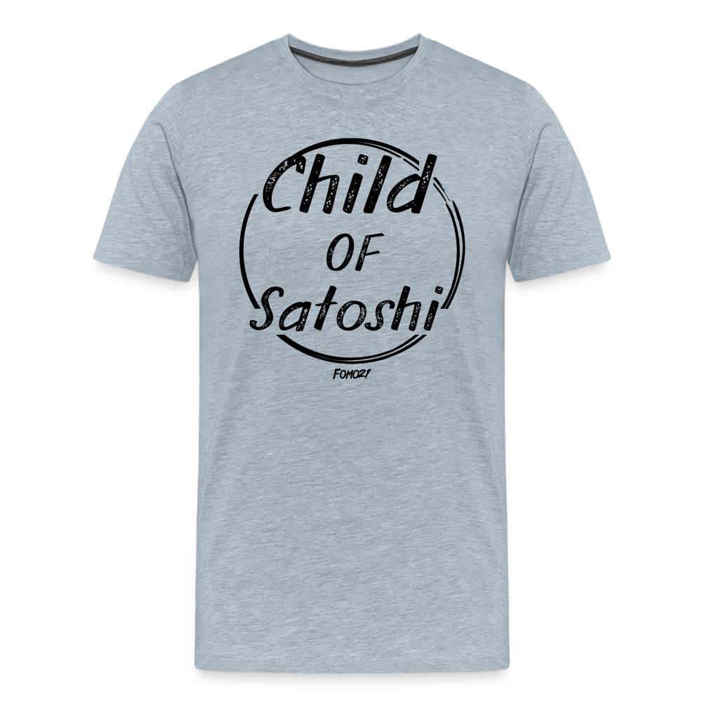 Child Of Satoshi (Black Lettering) Bitcoin T-Shirt - heather ice blue