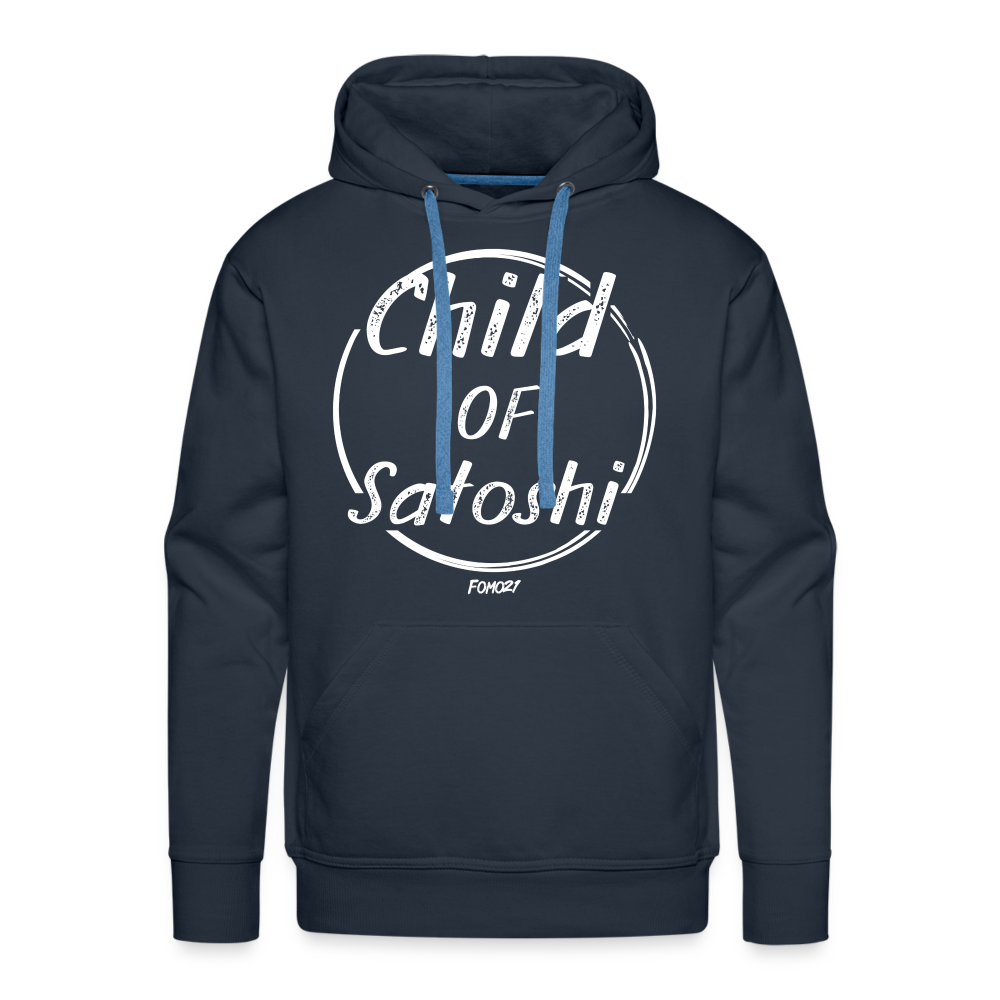 Child Of Satoshi (White Lettering) Bitcoin Hoodie Sweatshirt - navy