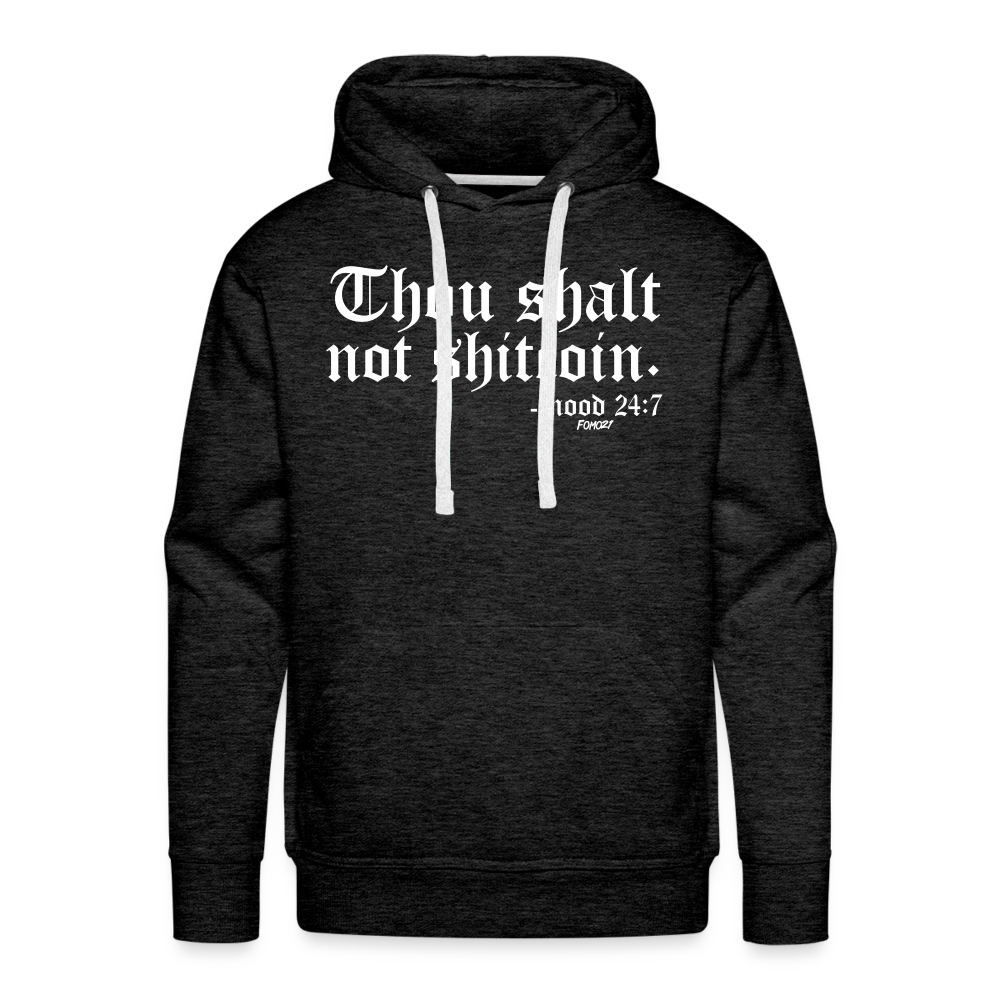 Thou Shall Not Shitcoin (White Lettering) Bitcoin Hoodie Sweatshirt - charcoal grey