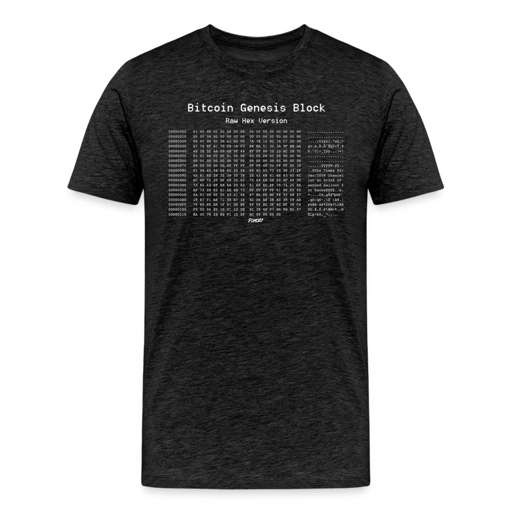 Bitcoin Genesis Block T-Shirt - charcoal grey