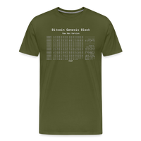 Load image into Gallery viewer, Bitcoin Genesis Block T-Shirt - olive green
