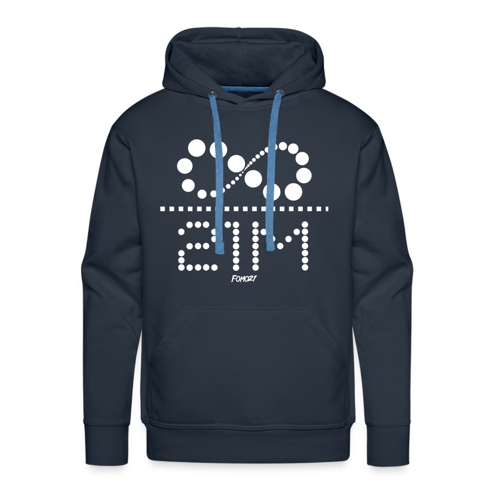 Infinity Divided By 21 Million Bitcoin (White Dotted) Hoodie Sweatshirt - navy