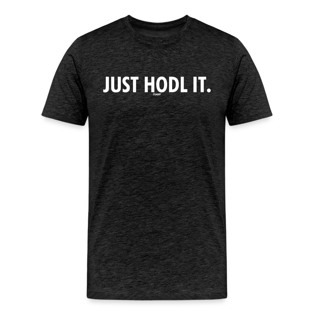 Just HODL It (White Lettering) Bitcoin T-Shirt - charcoal grey