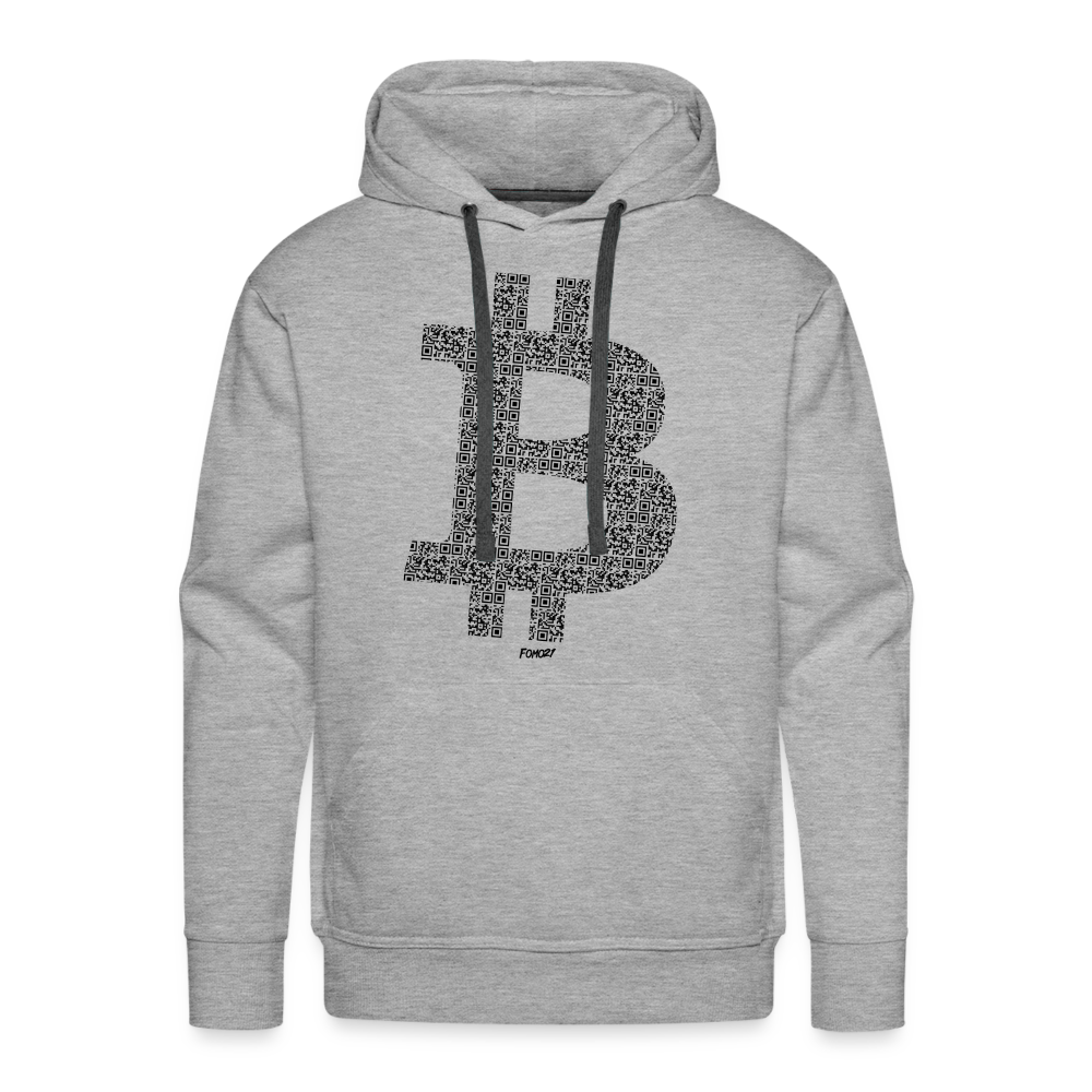 Bitcoin B QR Code Hoodie Sweatshirt - heather grey