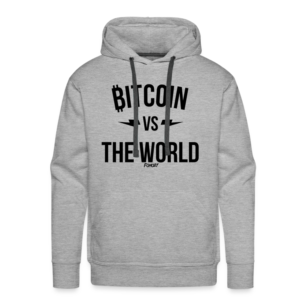 Bitcoin VS The World (Black Graphic) Hoodie Sweatshirt - heather grey