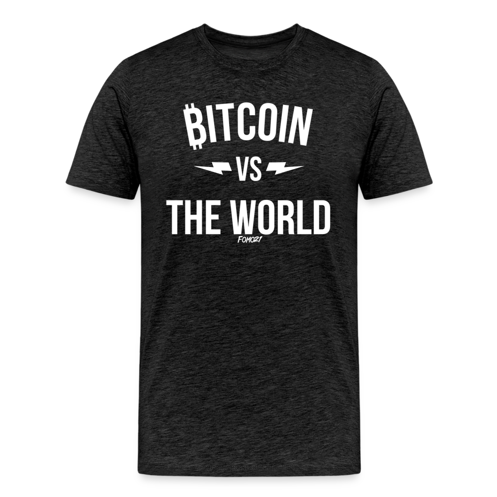 Bitcoin Vs The World (White Graphic) T-Shirt - charcoal grey