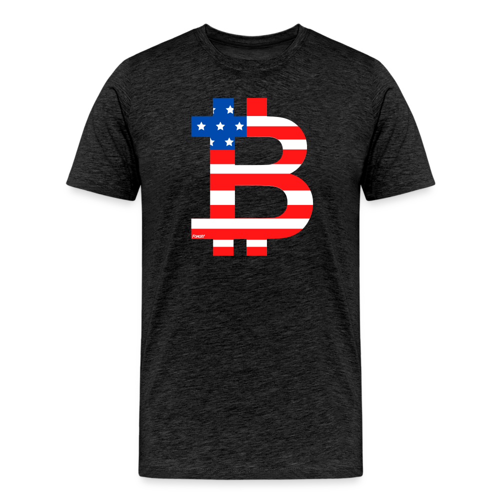 American Flag Bitcoin B T-Shirt - charcoal grey