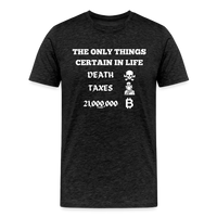 Load image into Gallery viewer, The Only Things Certain In Life Bitcoin T-Shirt - charcoal grey
