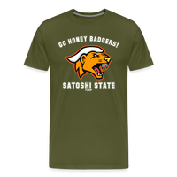 Load image into Gallery viewer, Go Honey Badgers! Satoshi State Bitcoin T-Shirt - olive green
