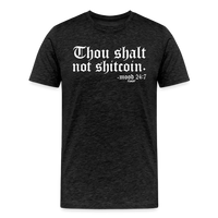 Load image into Gallery viewer, Thou Shalt Not Shitcoin (White Lettering) Bitcoin T-Shirt - charcoal grey
