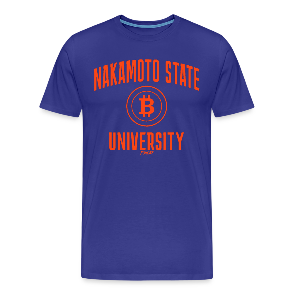 Nakamoto State University (Orange) Bitcoin T-Shirt - royal blue