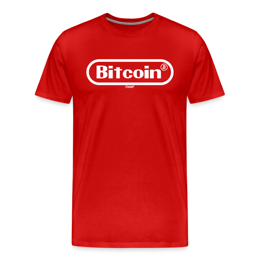 Bitcoin Gamer White Graphic T-Shirt - red