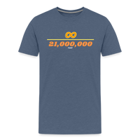 Load image into Gallery viewer, Infinity Divided By 21 Million Bitcoin T-Shirt - heather blue
