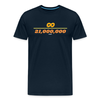 Load image into Gallery viewer, Infinity Divided By 21 Million Bitcoin T-Shirt - deep navy
