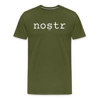 Load image into Gallery viewer, Nostr (White) Bitcoin T-Shirt - olive green
