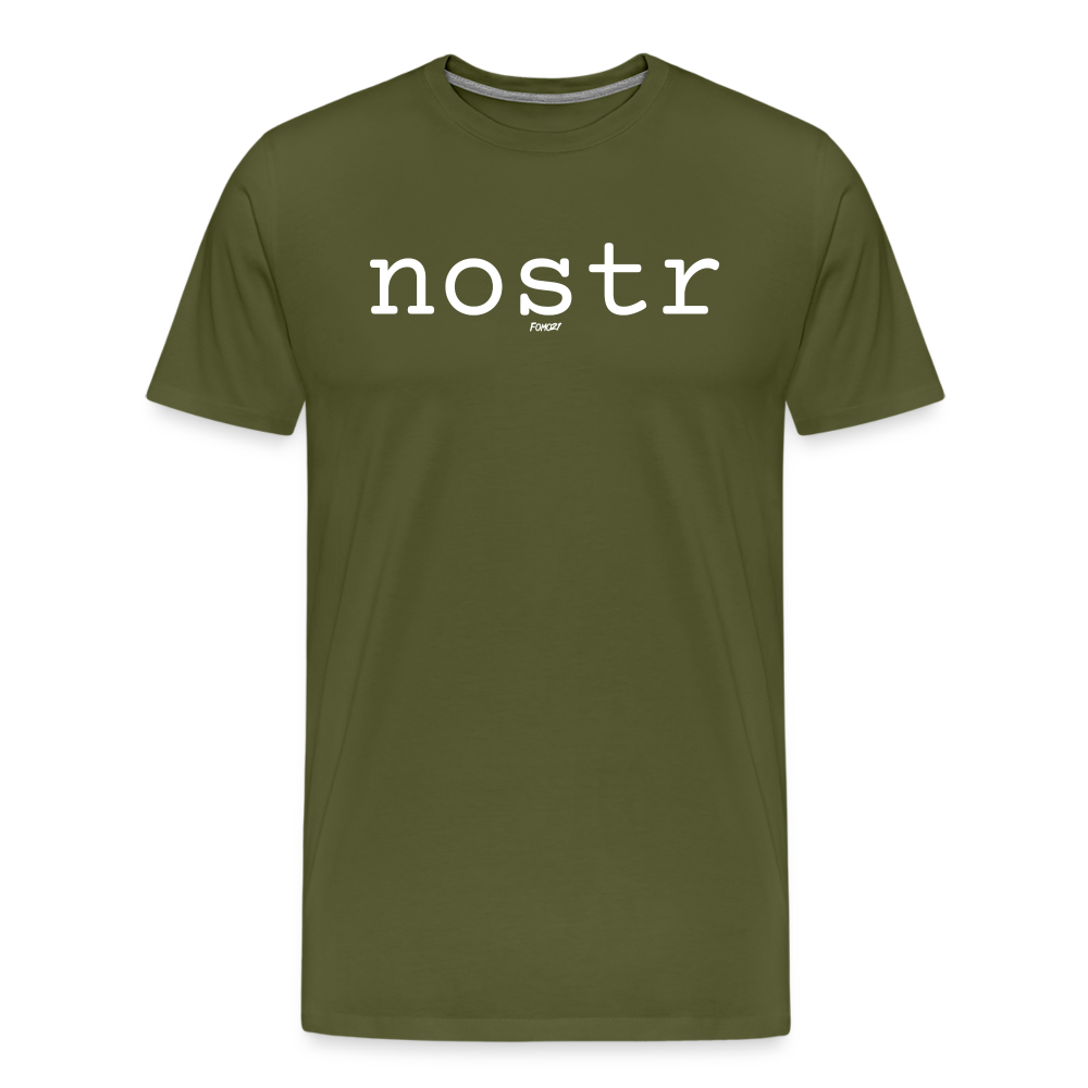 Nostr (White) Bitcoin T-Shirt - olive green