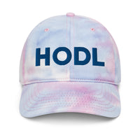 Load image into Gallery viewer, HODL (Blue Embroidery) Bitcoin Tie Dye Hat - fomo21
