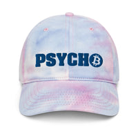 Load image into Gallery viewer, Bitcoin Psycho (Blue Embroidery) Tie Dye Hat - fomo21
