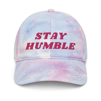 Load image into Gallery viewer, Stay Humble (Pink Embroidery) Bitcoin Tie Dye Hat - fomo21
