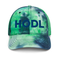 Load image into Gallery viewer, HODL (Blue Embroidery) Bitcoin Tie Dye Hat - fomo21
