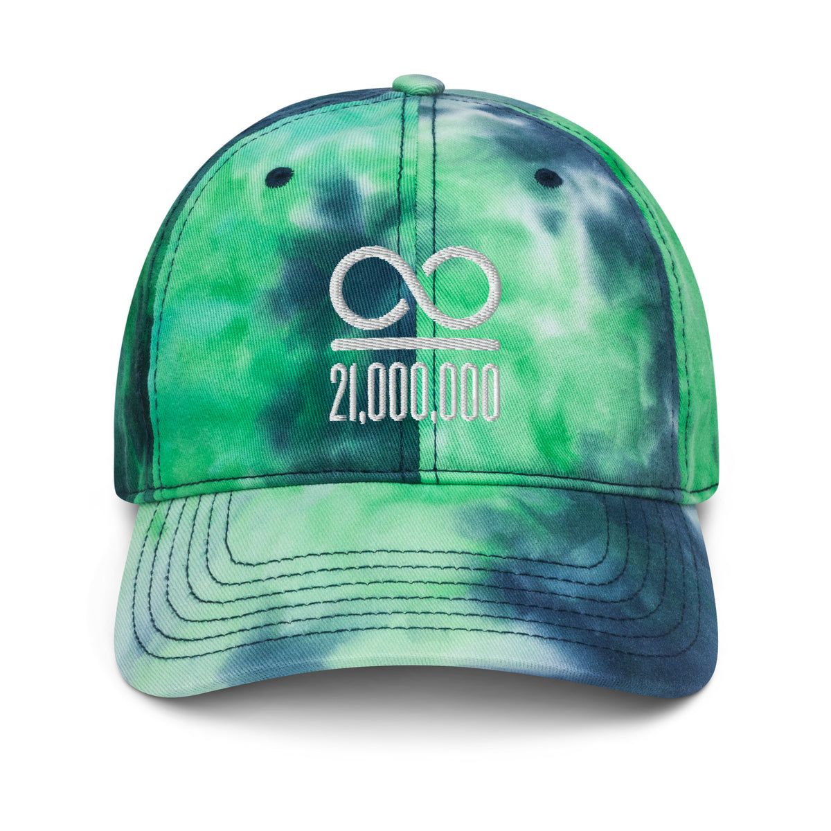 Infinity/21,000,000 (White Embroidery) Bitcoin Tie Dye Hat - fomo21
