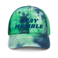 Load image into Gallery viewer, Stay Humble (Blue Embroidery) Bitcoin Tie Dye Hat - fomo21
