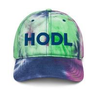 Load image into Gallery viewer, HODL (Blue Embroidery) Bitcoin Tie Dye Hat - fomo21
