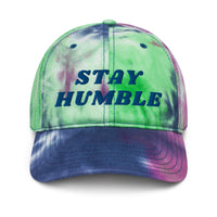 Load image into Gallery viewer, Stay Humble (Blue Embroidery) Bitcoin Tie Dye Hat - fomo21
