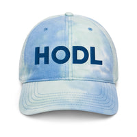 Load image into Gallery viewer, HODL (Blue Embroidery) Bitcoin Tie Dye Hat - fomo21
