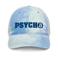 Load image into Gallery viewer, Bitcoin Psycho (Blue Embroidery) Tie Dye Hat - fomo21
