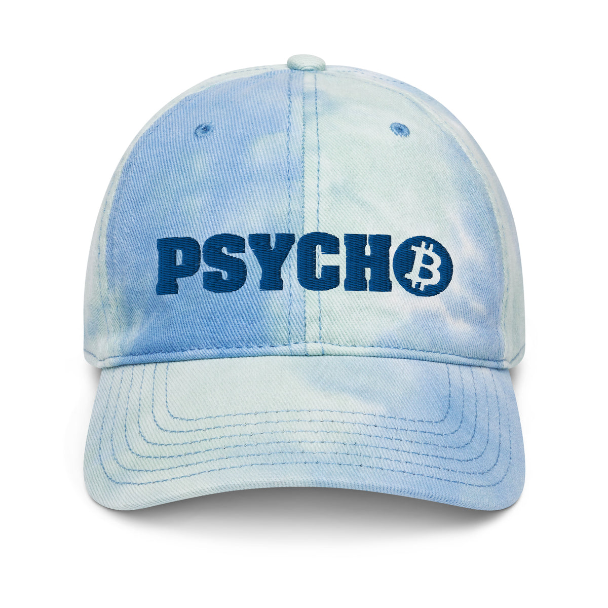 Bitcoin Psycho (Blue Embroidery) Tie Dye Hat - fomo21