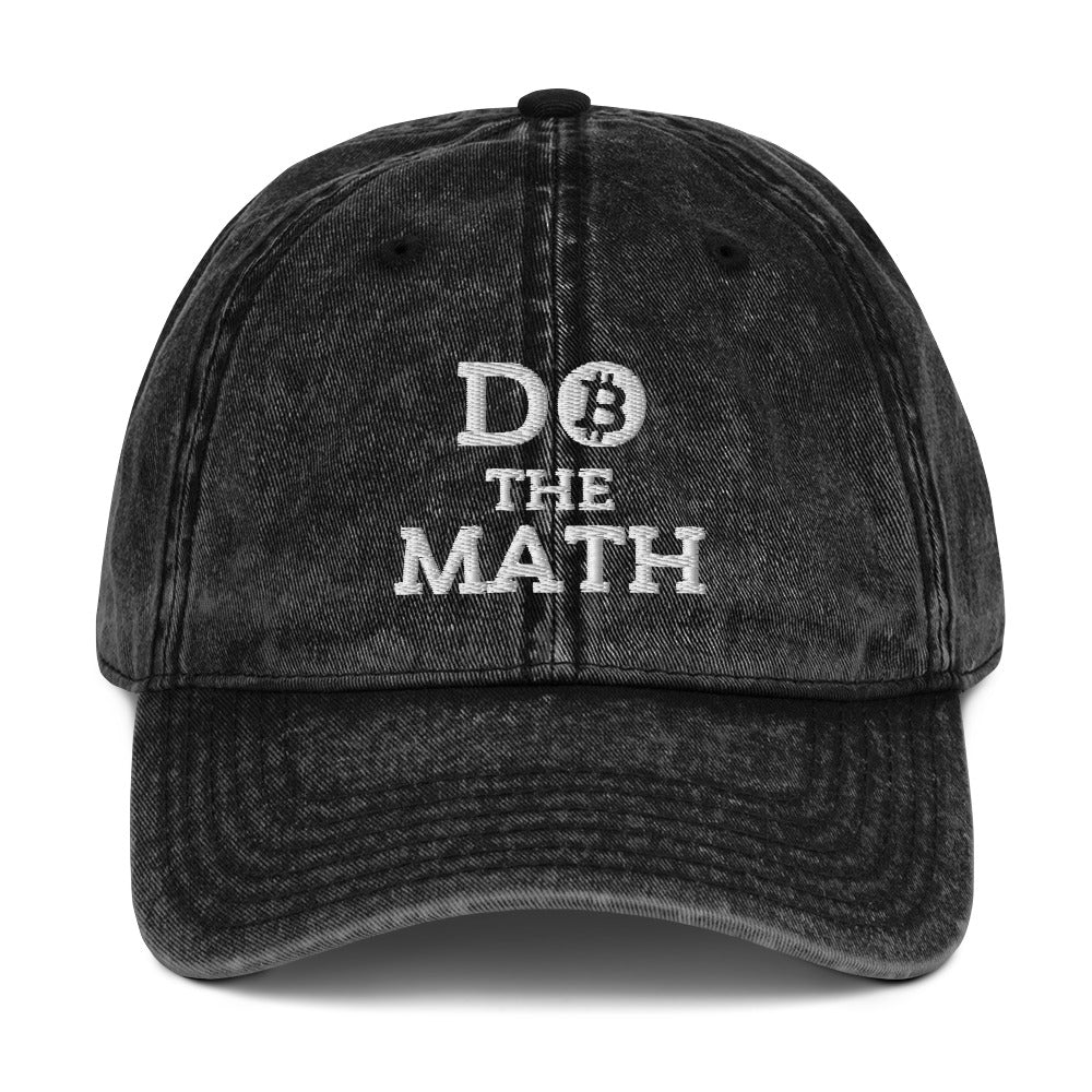 Do The Math (White Embroidery) Bitcoin Vintage Hat - fomo21