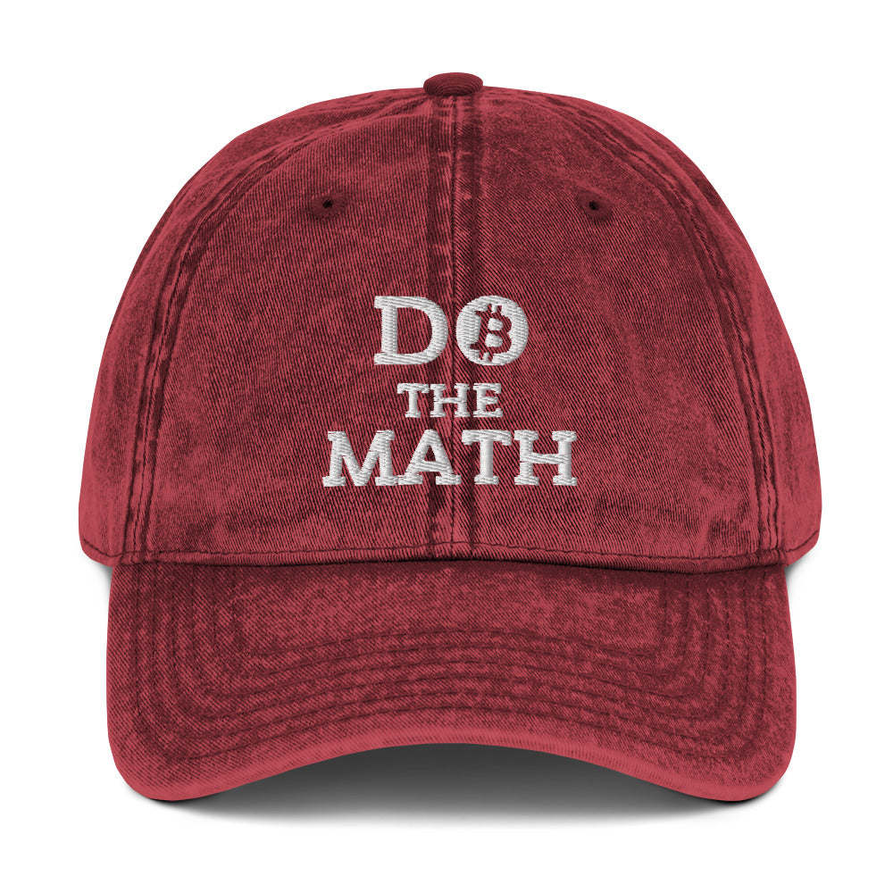 Do The Math (White Embroidery) Bitcoin Vintage Hat - fomo21